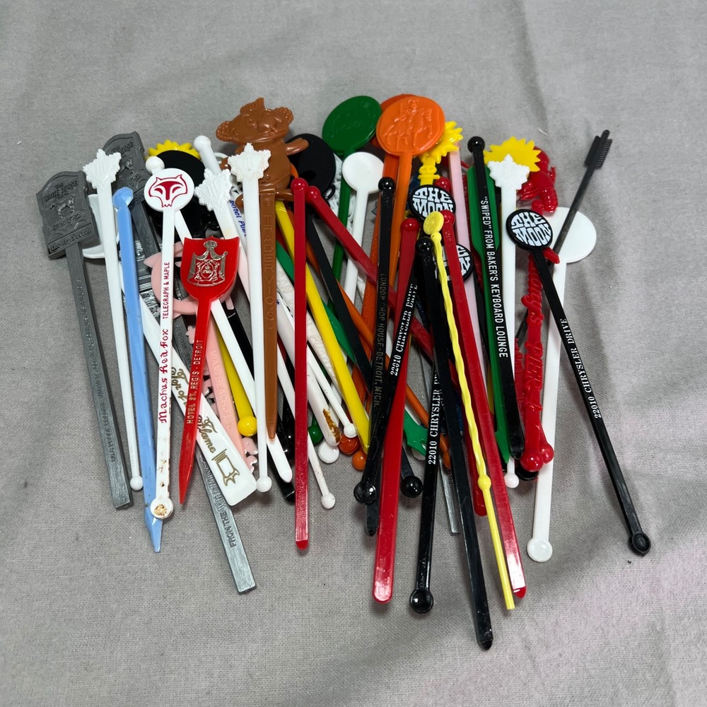 Vintage Swizzle Stick Lot 50+ Travel Hotels Bars White House Disney Trader Vic's